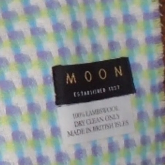 100% Lambswool Scarf - Warm for Winter "Moon" Blue/Green/Purple Check - Picture 4 of 7